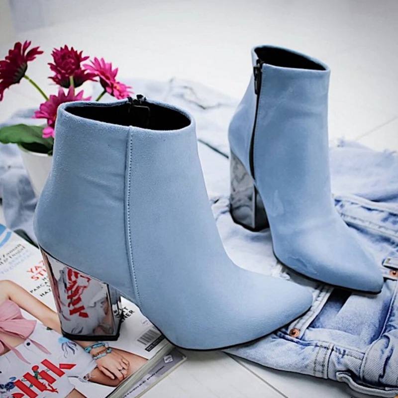 Avrupa Sivri Burun Kız Çizmeler Katı Kadın Perçin Çizmeler Çizmeler Sonbahar Kış 2019 Yeni yüksek topuklu ayakkabılar Damla Gemi Görüntü 3