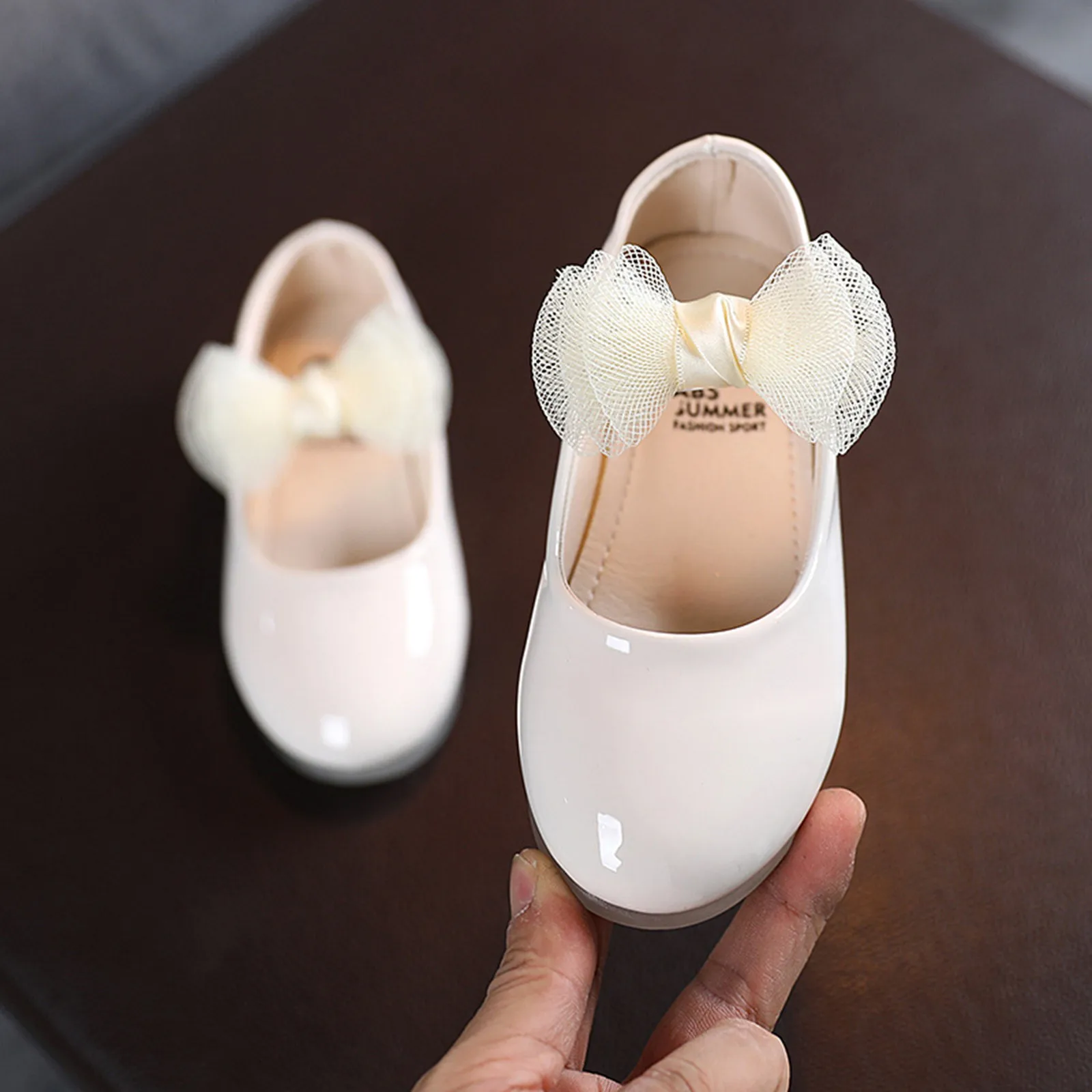 Ayakkabı bebek düğüm bebek düz kızlar Prenses çocuklar yürümeye başlayan deri yumuşak bebek ayakkabıları Görüntü 3