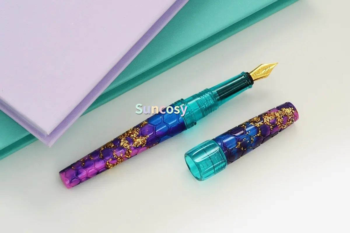 BENU Altıgen Serisi Akrilik dolma kalem, Çelik Uç, Hediye Kutusu ile Seçmek için 5 Renk, koleksiyon dolma kalem, lüks Stil Görüntü 3