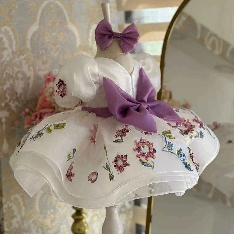 Bayram Gardenwed Tüy Prenses Elbise Kız Doğum Günü Elbise Kabarık Çiçek Kız Elbise Çocuk Elbise Lüks Bebek Kız Elbisesi Görüntü 3