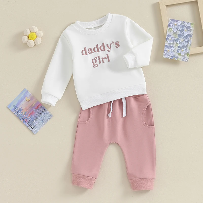 Citgeett Sonbahar Toddler Bebek Kız Güz Giyim Mektup Nakış Baskı Uzun Kollu Kazak Pantolon Kıyafet Suit Görüntü 3