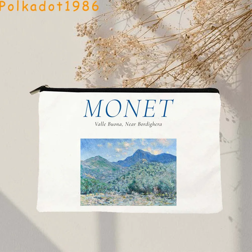 Claude Monet Nilüferler Resimleri Tuval Kozmetik Çantası Makyaj Tuvalet Çantası Kalem Kutusu Fermuar Kılıfı Anahtar bozuk para cüzdanı Sevimli Fan Hediyeler Görüntü 3