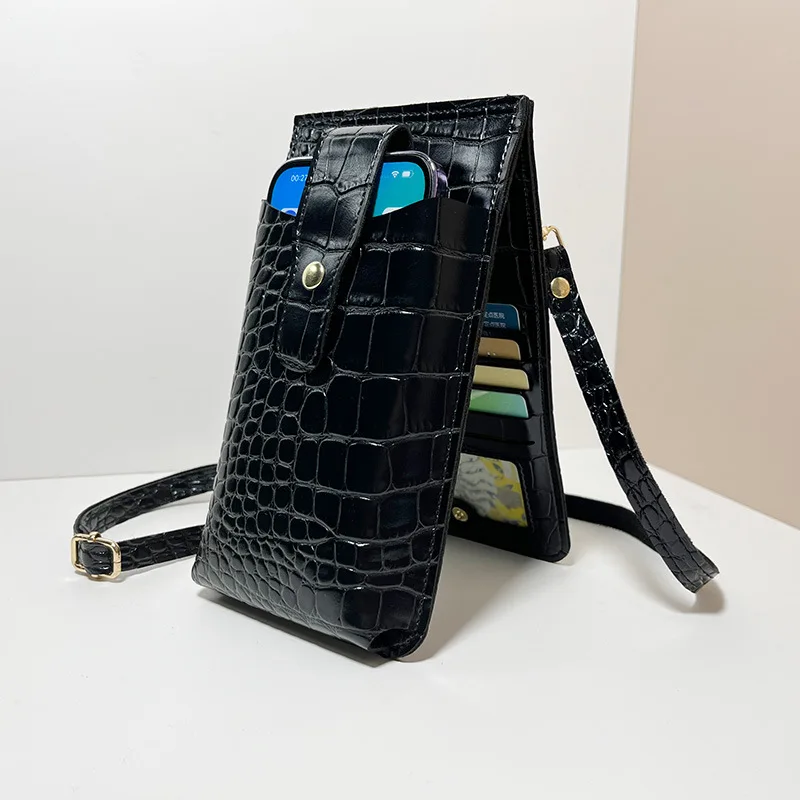 Cüzdan Cep Telefonu Çantası kart tutucu Kadınlar için Kırmızı / siyah / pembe / bej / sarı Mini omuzdan askili çanta PU Deri 10 Bit Moda el çantası Görüntü 3