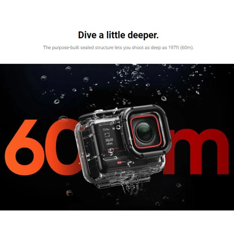 Dalış Su Geçirmez Koruyucu Kılıf Konut 360 Kamera Dalış Derinliği 60 M / 197FT Sualtı Koruyucu Kılıf Görüntü 3