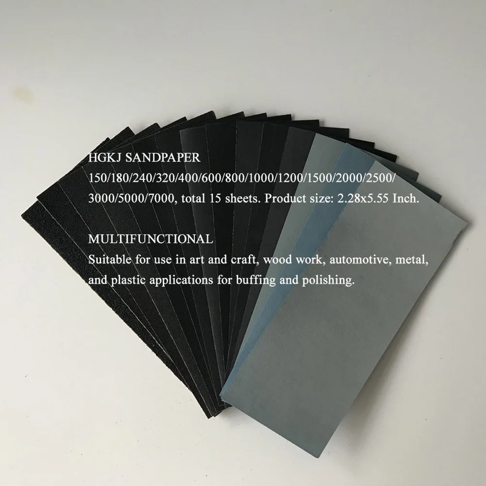 Dayanıklı yeni pratik zımpara Kum kağıt karışık ıslak kuru Kum kağıtları seti Silikon Karbür 2. 28x5. 55 İnç 14 * 6mm Görüntü 3