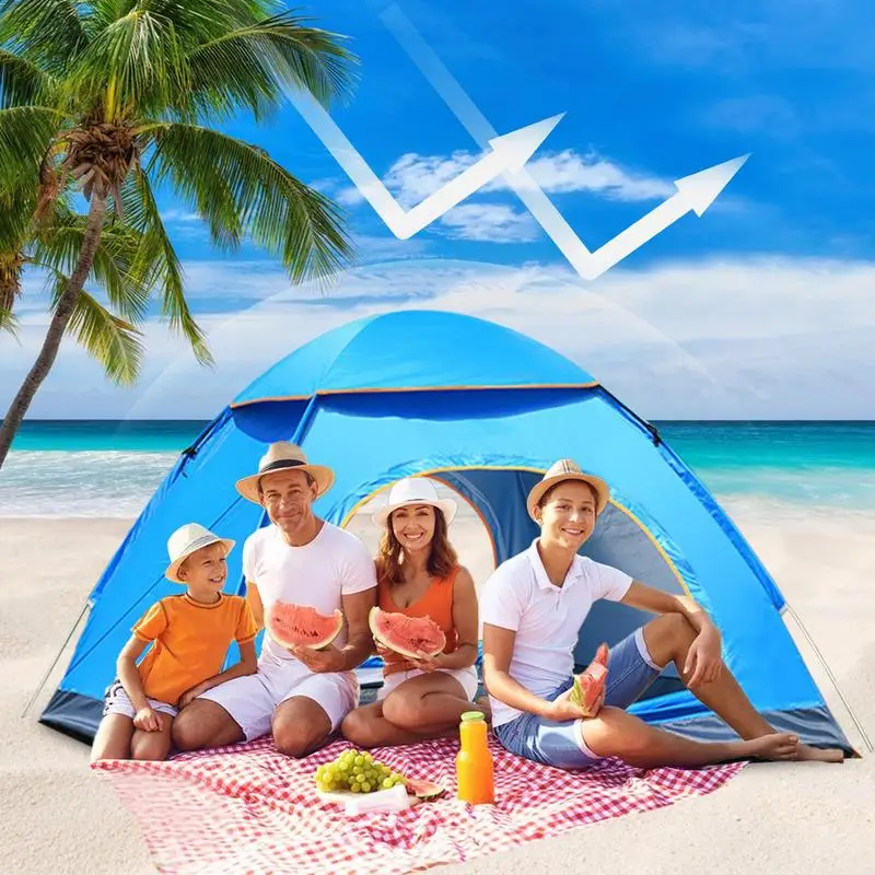 Dış mekan çadırları Kamp için UPF 50 + UV Koruma Su Geçirmez Anında Çadır Taşınabilir Çift Fermuarlı Çadır Seyahat Plaj Görüntü 3