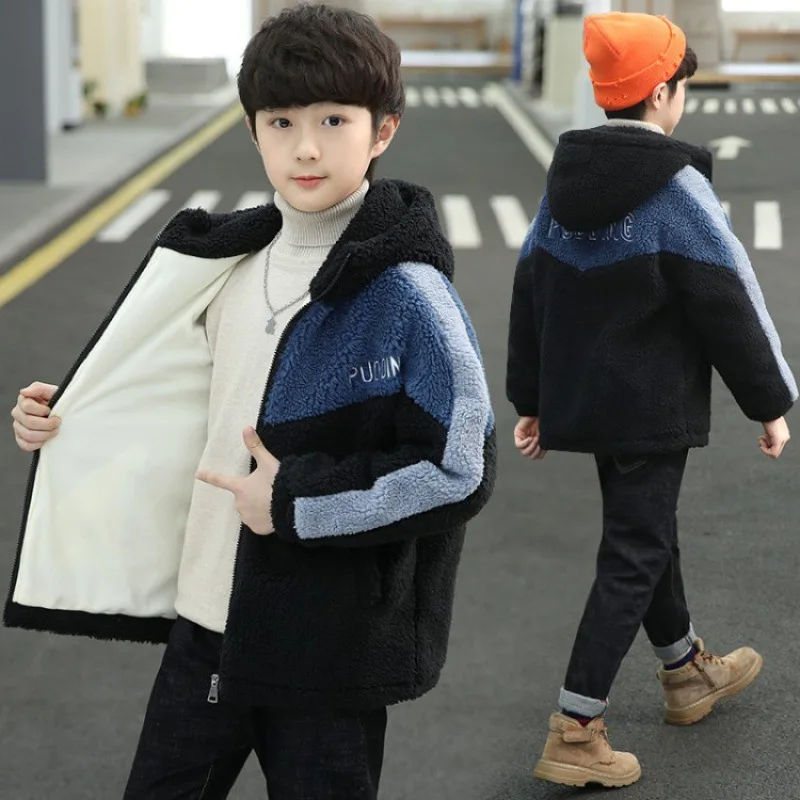 Erkek Ceket Ceket Pamuk Giyim Rüzgarlık 2023 Zarif Kalınlaşmak Kadife Kış Sıcak Okul Spor çocuk Giyim Görüntü 3