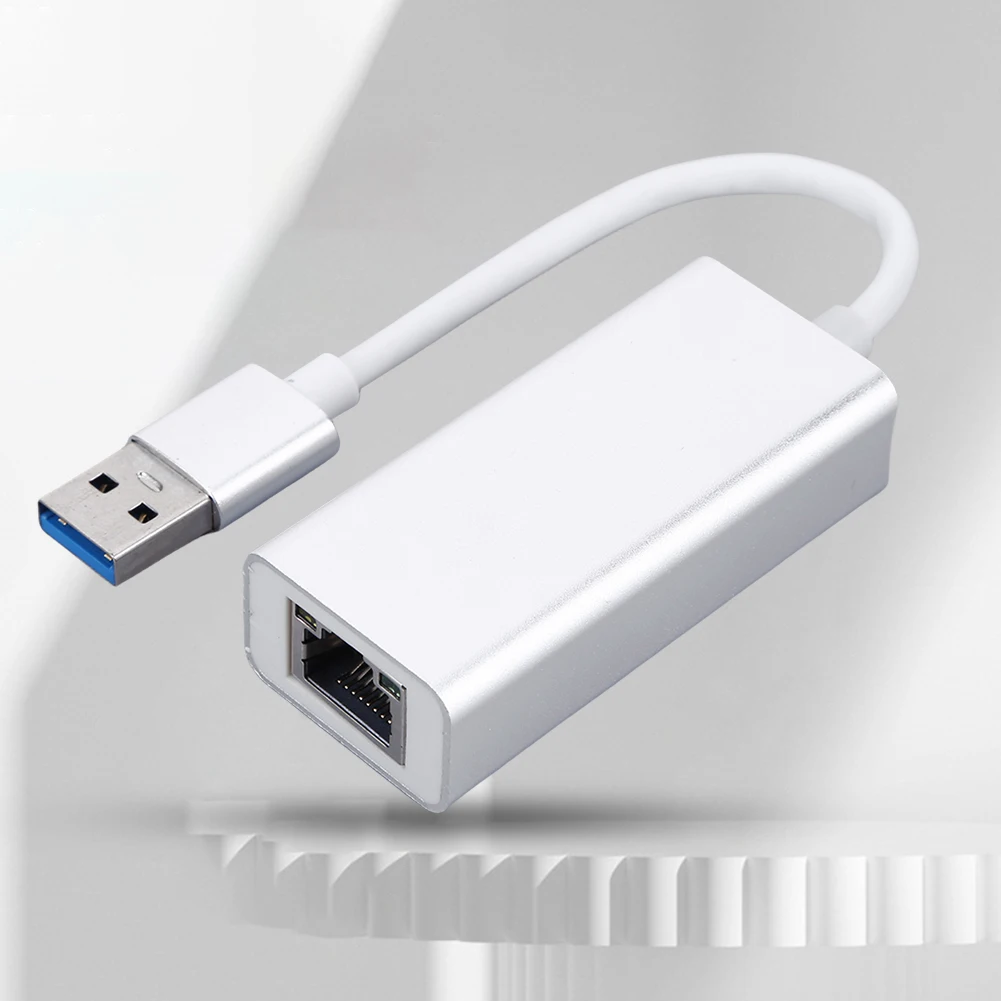 Ethernet USB Adaptörü Alüminyum Alaşımlı Kablolu LAN Ağ USB3.0 Ağ Adaptörü RJ45 Masaüstü Dizüstü Bilgisayar için Görüntü 3