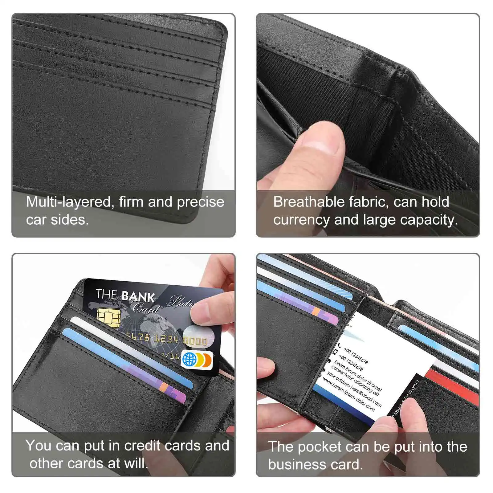 Fit Zeytin Yeşili deri cüzdan Erkekler Klasik Siyah Çanta Kredi kart tutucu Moda erkek cüzdan Sonbahar Yaprakları Meşe Palamudu Baykuş Görüntü 3