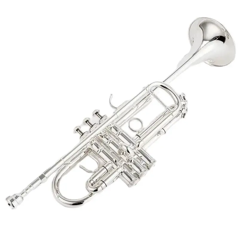 Japonya kalite 9445CHS C Trompet C Düz Pirinç Gümüş Kaplama Profesyonel Trompet Müzik Aletleri ile Deri Kılıf Görüntü 3