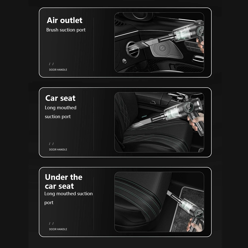 Kablosuz El Temizleyici Güçlü Emiş Mini Elektrikli Süpürge Ev ve Araba Çift Kullanımlı USB Şarj Taşınabilir Araba Ev Masaüstü için Görüntü 3
