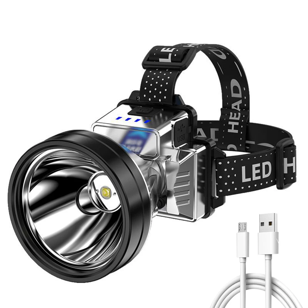 Kafa feneri LED Far USB Şarj IPX4 Su Geçirmez Çalışma Far 3 İşık Modları Güç Göstergesi Kamp Koşu Yürüyüş için Görüntü 3