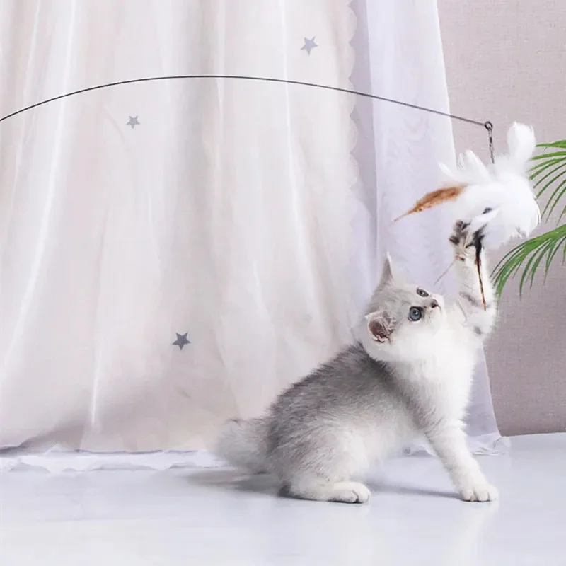 Kedi Oyuncak Komik Kedi Oyuncaklar İnteraktif Kendinden Hi Tüy Oyuncaklar Kediler için Alay Bite Dayanıklı Kediler Oyuncak Enayi Sopa ile Pet Malzemeleri Görüntü 3