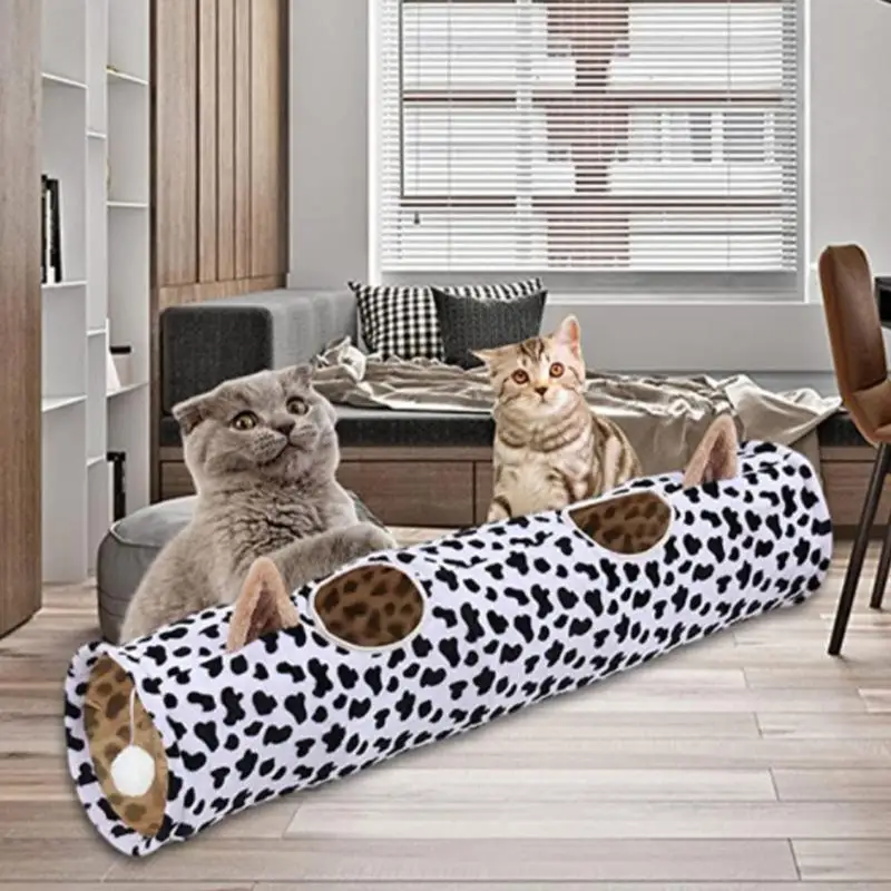 Kedi tüneli Katlanmış Tünel Kedi Oyuncak Yavru Yavru Tavşan Pet kedi tüneli Tüp Kedi Oyuncak Katlanabilir Gözetleme Deliği Ve Oyuncak Top Görüntü 3