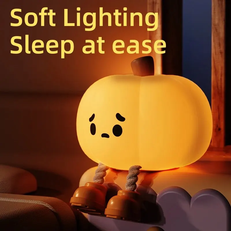 LED Sevimli Kabak lamba USB şarj edilebilir gece Lambası dokunmatik Sensör Silikon Kısılabilir ruh ışık yatak odası dekoru doğum günü hediyesi Görüntü 3