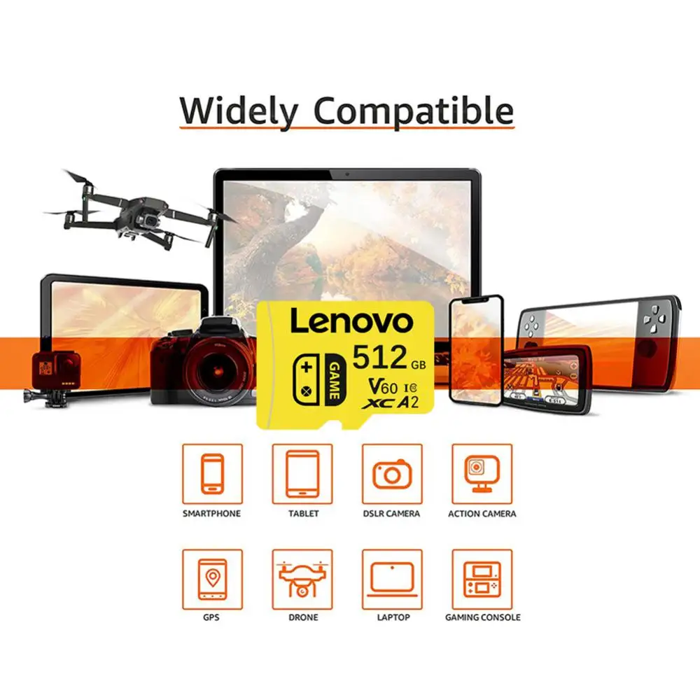 Lenovo Ultra Mikro TF SD kart 128GB 2TB SD Hafıza Kartı 1TB Yüksek Hızlı TF/SD Flash Kart mini SD Kart Hoparlör Robot Drone Görüntü 3