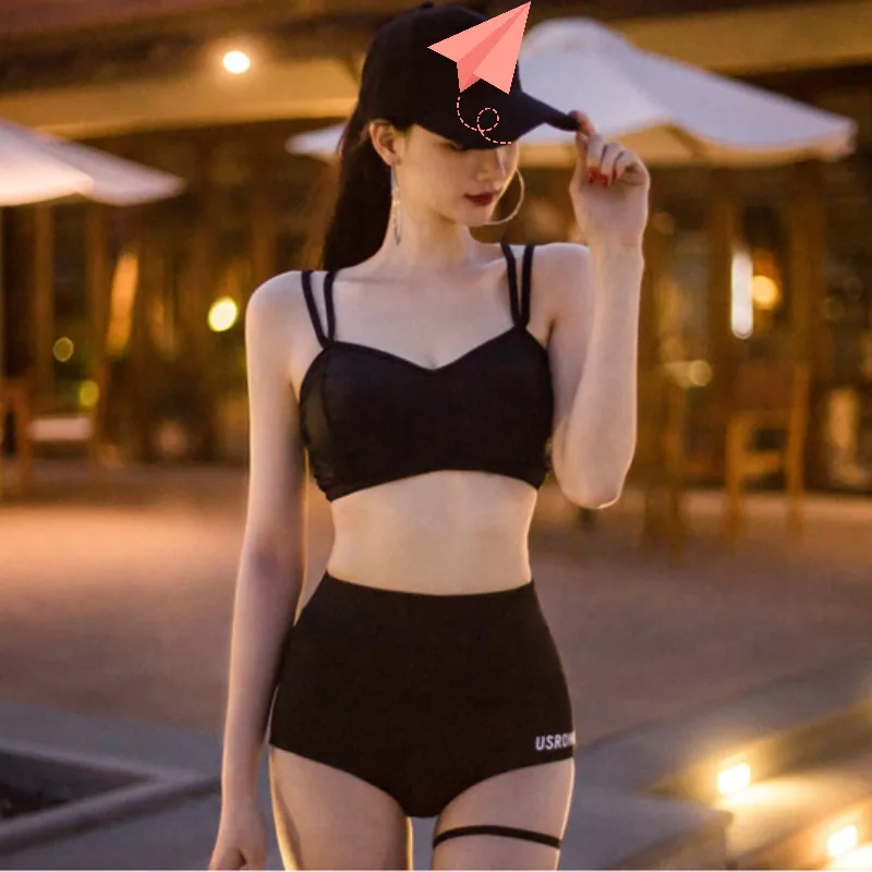 Mayo Kadın 2023 Mesh Seksi Bikini Üç parçalı Set Yüksek Bel Göbek Maskesi Zayıflama Plaj Kapak Ups Kadınlar için Mayo Beachwear Görüntü 3