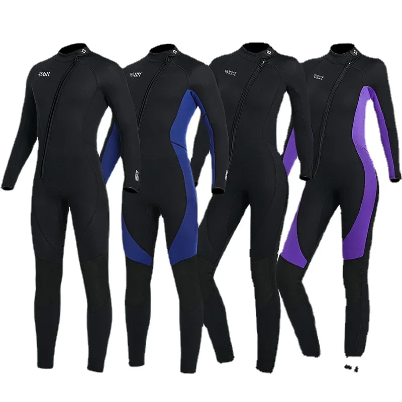 Neopren Wetsuit Erkekler için, Termal Tam Takım Elbise, Çapraz Fermuar, Dalış, Yüzme, Sörf, Kayak, Sıcak, 3mm, Kış Görüntü 3