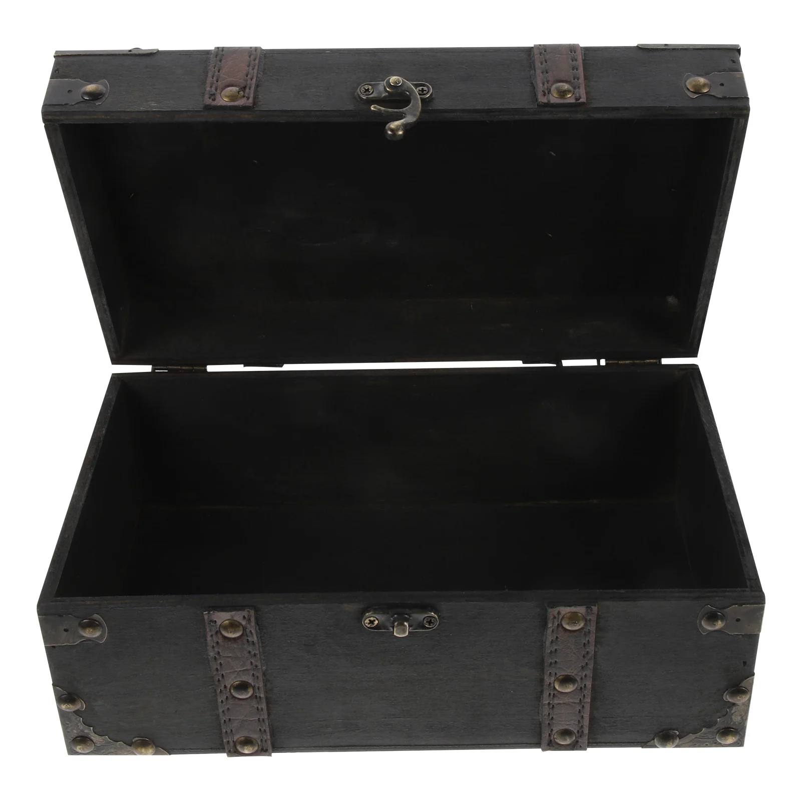 Retro Korsan Hazine Sandığı Kutusu Vintage Ahşap Göğüs Çok fonksiyonlu Mücevher Kutusu Görüntü 3