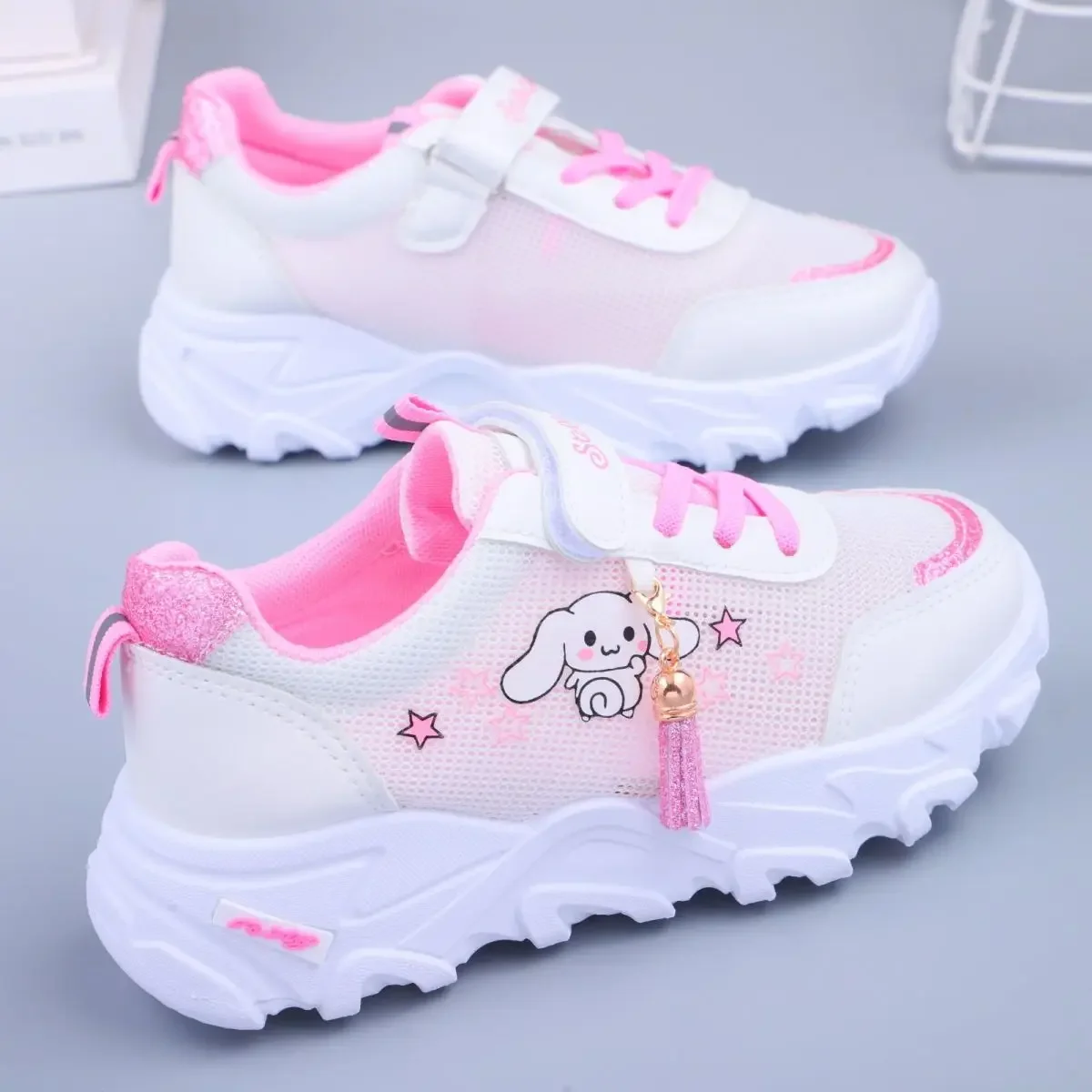 Sanrio Tarçın Kız Erkek Düz koşu ayakkabıları Yumuşak Taban Nefes Sneakers gündelik çocuk ayakkabısı spor ayakkabı Görüntü 3
