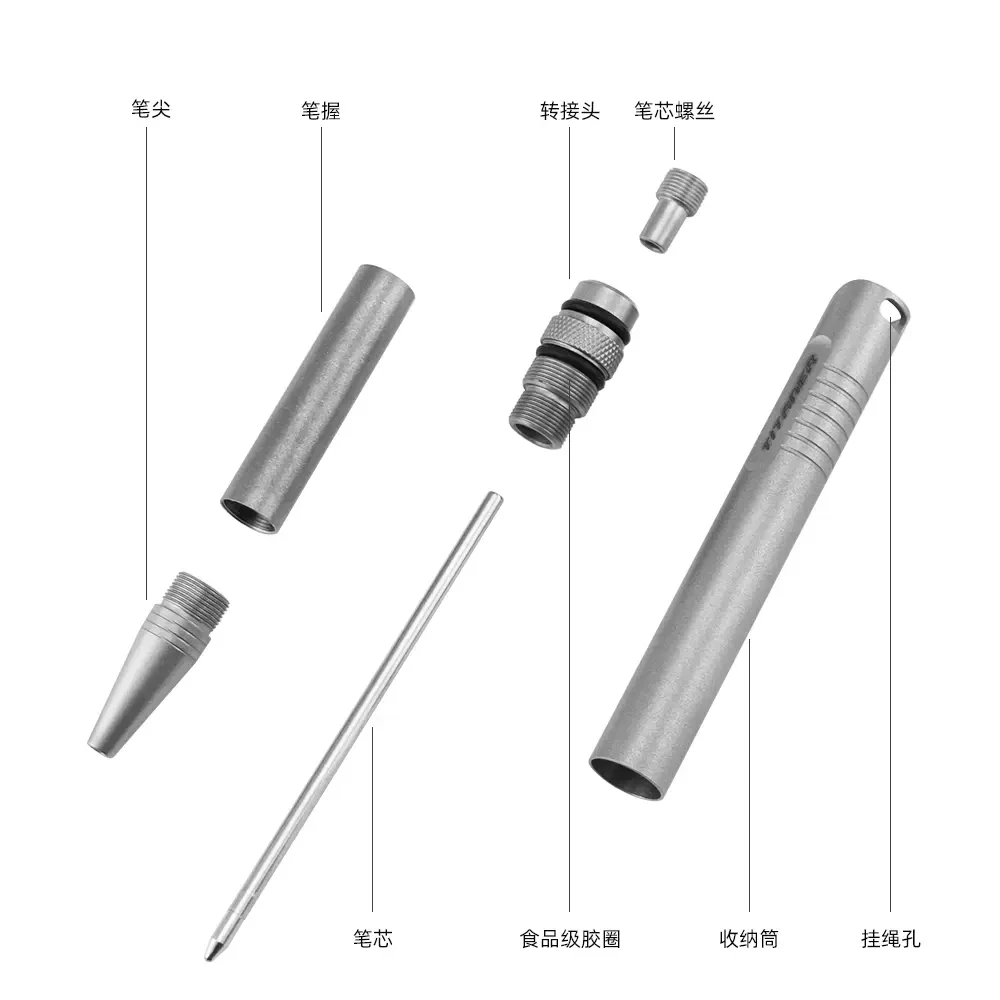 TİTANER Titanyum Mini Açık Taşınabilir Cep Katlanır Kalem Imza Kalem Acil Tehlike Aracı Görüntü 3