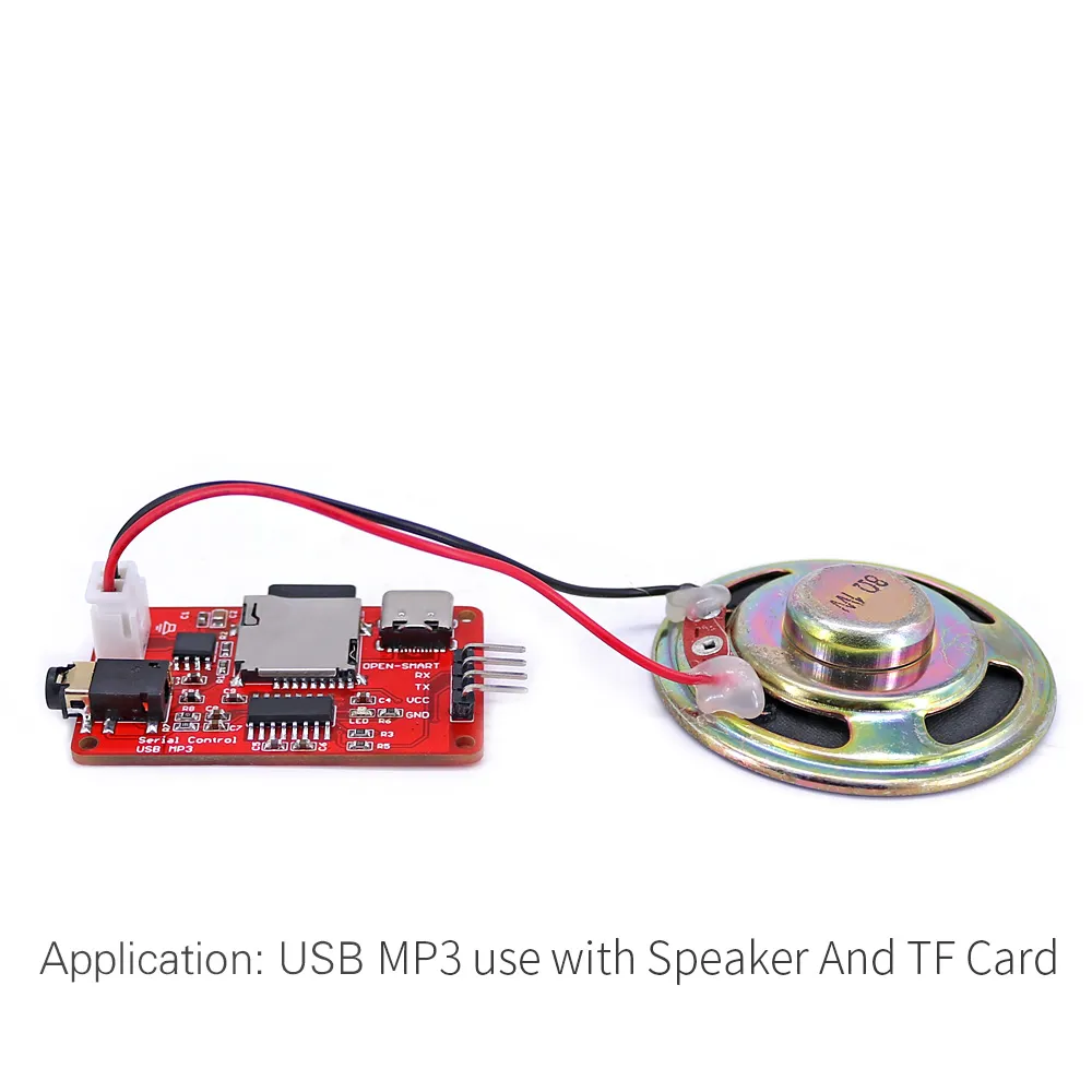 UART Seri Kontrol USB MP3 WAV Ses Müzik Çalar Modülü Dahili Amplifikatör + 1W Hoparlör + Mikro TF Kart Arduino için Uyumlu Görüntü 3