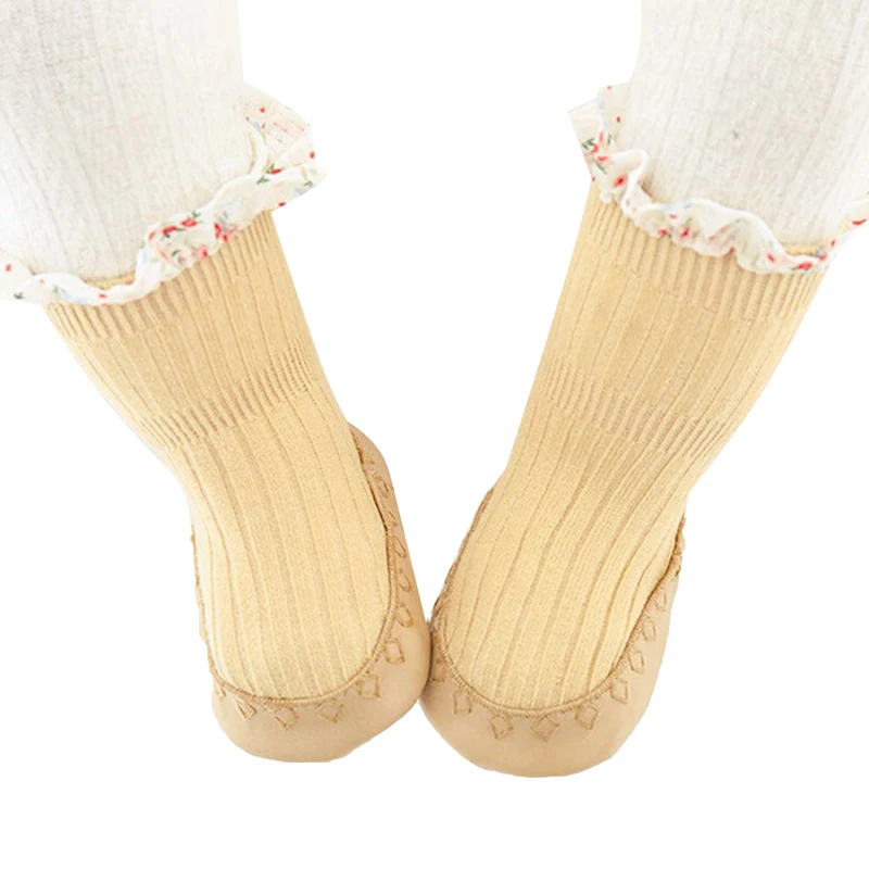 Wallarenear Bebek Kız Çorap Ayakkabı, Sevimli Çiçek Patchwork kaymaz Terlik Yumuşak Hafif Kat Çorap Görüntü 3