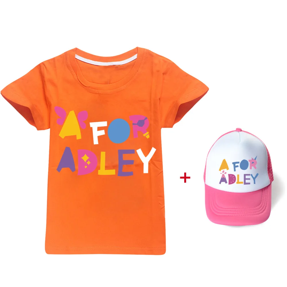 Yeni 2023 Yaz Erkek T Shirt için Bir Adley Baskı Çocuk T-Shirt Komik Çocuk Kız Elbise Casual Tops + Şapka Görüntü 3