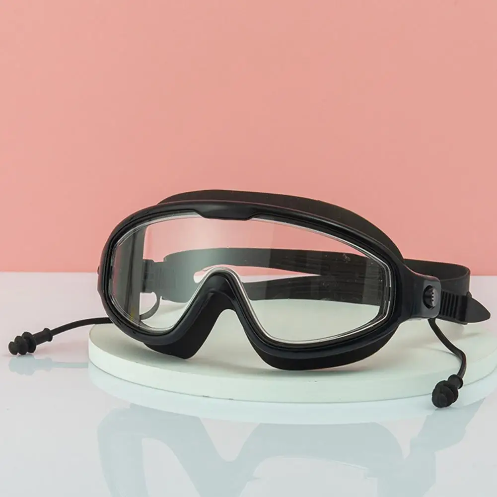 Yüzme gözlükleri Silikon Yüzmek Gözlük Büyük Çerçeve Kulak Tıkacı ile Erkekler Kadınlar Profesyonel HD Anti-sis Gözlük Yüzme Aksesuarları Görüntü 3