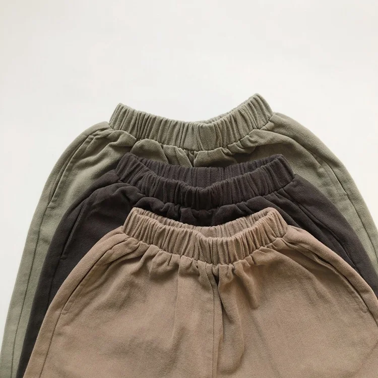 geyik jonmi Kore Tarzı Çocuk günlük pantolon 2022 Bahar Yeni Düz Renk Bebek Erkek Gevşek Çapraz Pantolon Çocuk Giysileri Görüntü 3