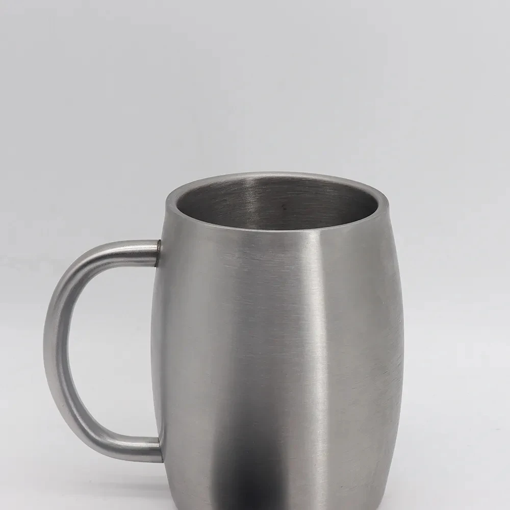 kapaklı ve saplı 14 oz ofis paslanmaz çelik kahve çay bardağı metal kupa Görüntü 3