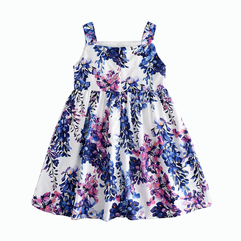 Çocuklar Kısa Kollu Elbiseler Kızlar için Çiçek Baskı Prenses Elbise Yeni Kızlar yaz elbisesi Bebek Kız Giysileri Toddler Elbise 2-10Y Görüntü 3