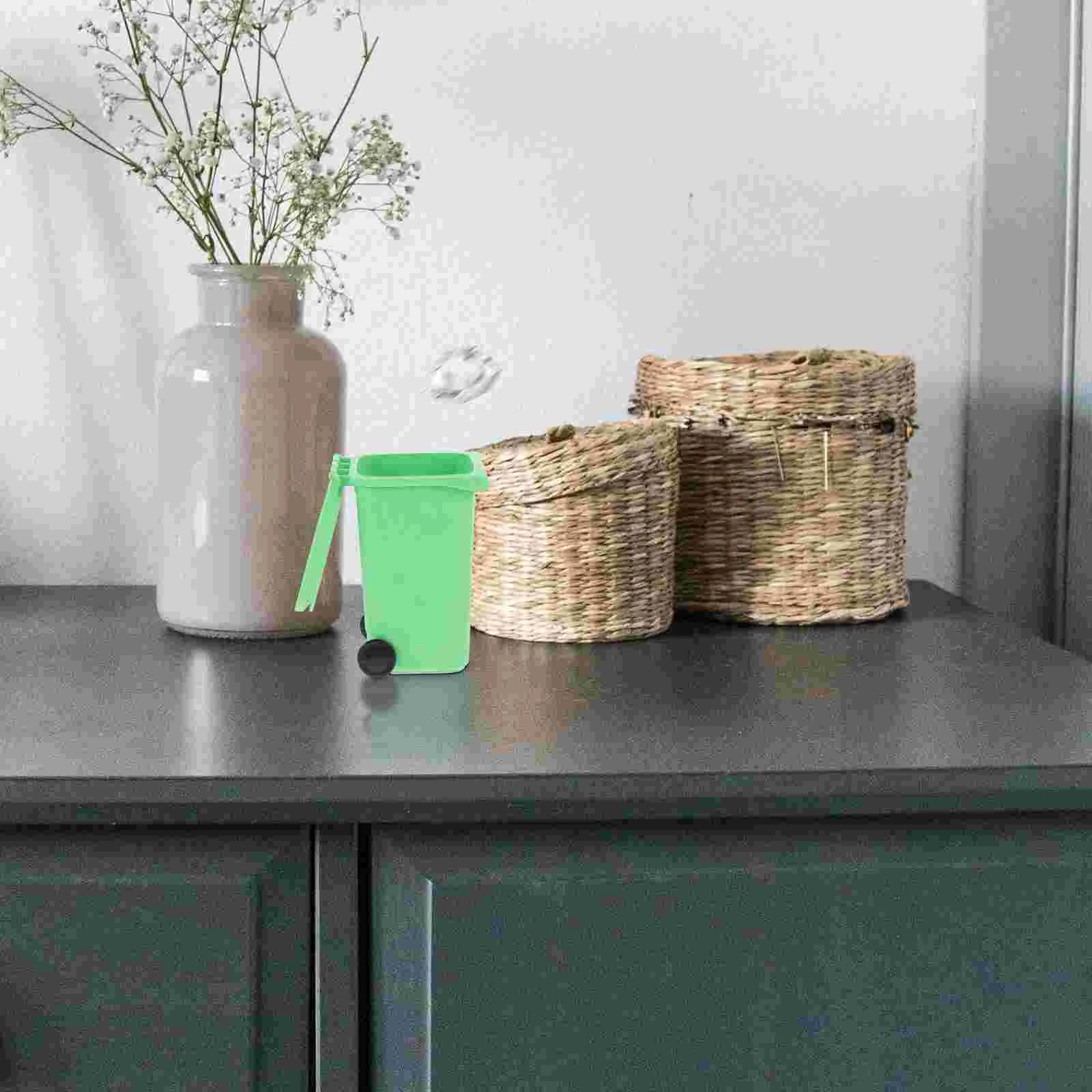 Çöp tenekesi kalemlik Depolama Raf Masası çöp kovası çöp kutusu Küçük Plastik Ofis için Görüntü 3