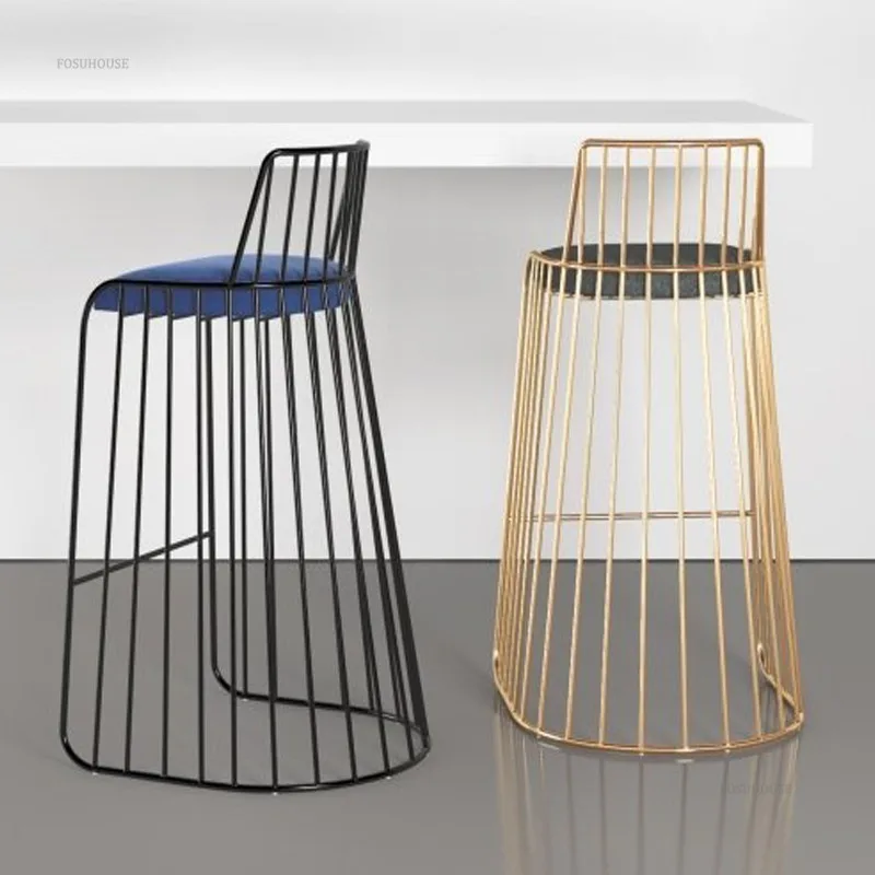 İskandinav Ferforje bar taburesi Modern bar sandalyesi ev mobilyası Yüksek Ayak Tabureleri Minimalist Lüks Arkalığı Sandalyeler Görüntü 3