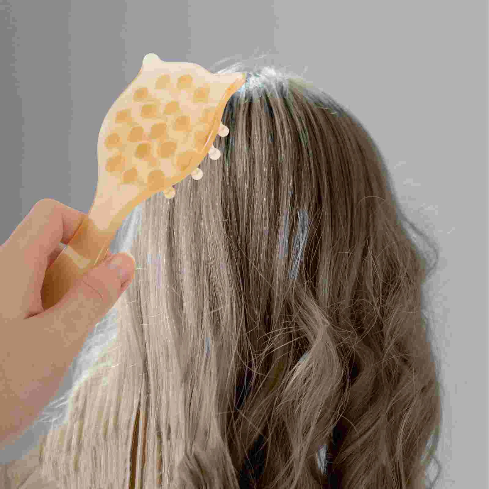 Şampuan fırça saç masaj kafa derisi çok amaçlı küçük tarak Detangler reçine kalın taraklar için Görüntü 3