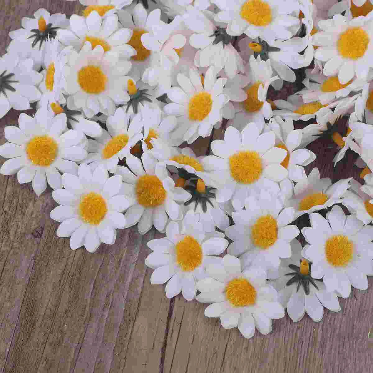 100 adet Yapay Papatya Kumaş Papatya Çiçek Yapay Papatya Krizantem Papatya Çiçekler Düğün Ev Dekorasyon için (Beyaz ) Görüntü 4