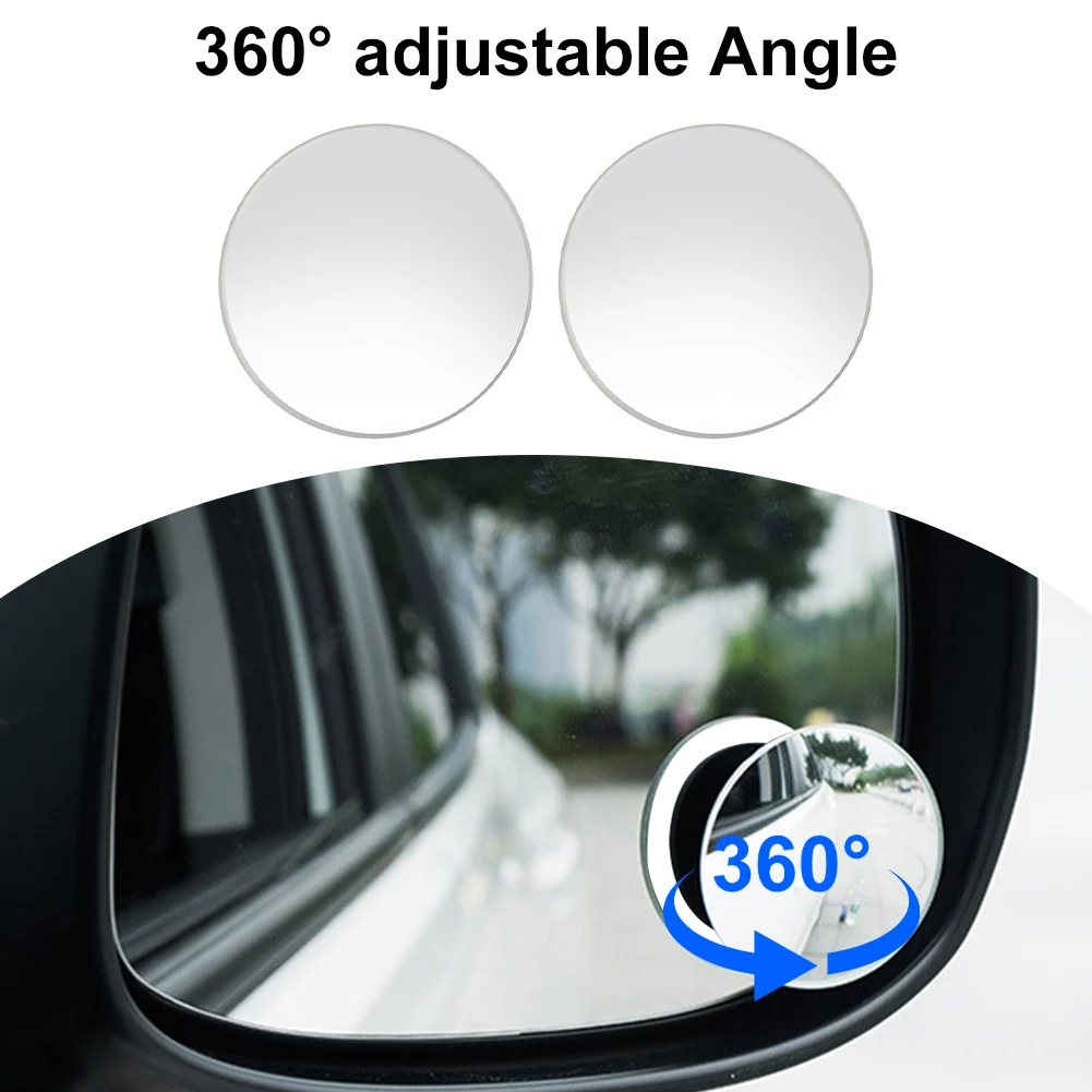 2 Adet Kör Nokta Dikiz Aynası 360 Derece Ayarlanabilir Geniş Açı Araç Park Aynaları Çerçevesiz Tüm Evrensel Araçlar için Görüntü 4