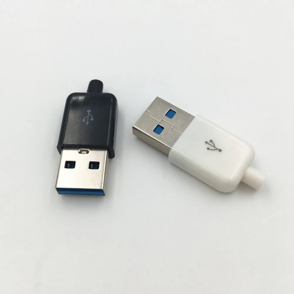 2 Takım DIY USB 3.0 A Erkek 4Pin Fiş Kaynak Tipi Soket 3 in 1 Konnektör Lehimleme Adaptörü Beyaz Siyah Görüntü 4