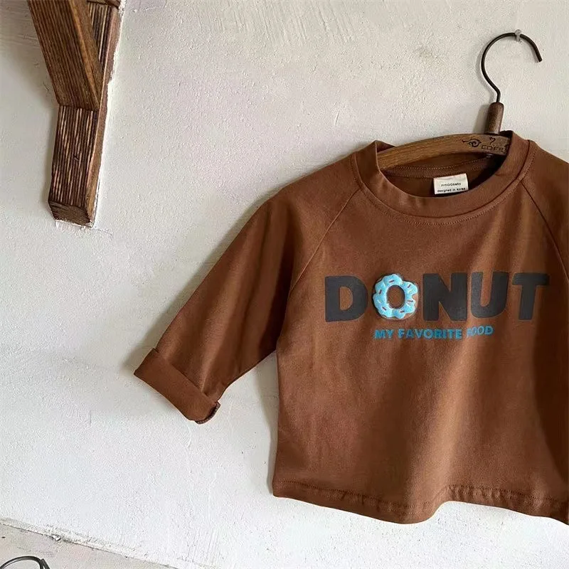 2023 Moda Marka çocuk Giyim Bluz Uzun Kollu Tees Çocuklar İlkbahar / sonbahar Giyim Dip Gömlek Bebek Erkek Kazak Gevşek Görüntü 4