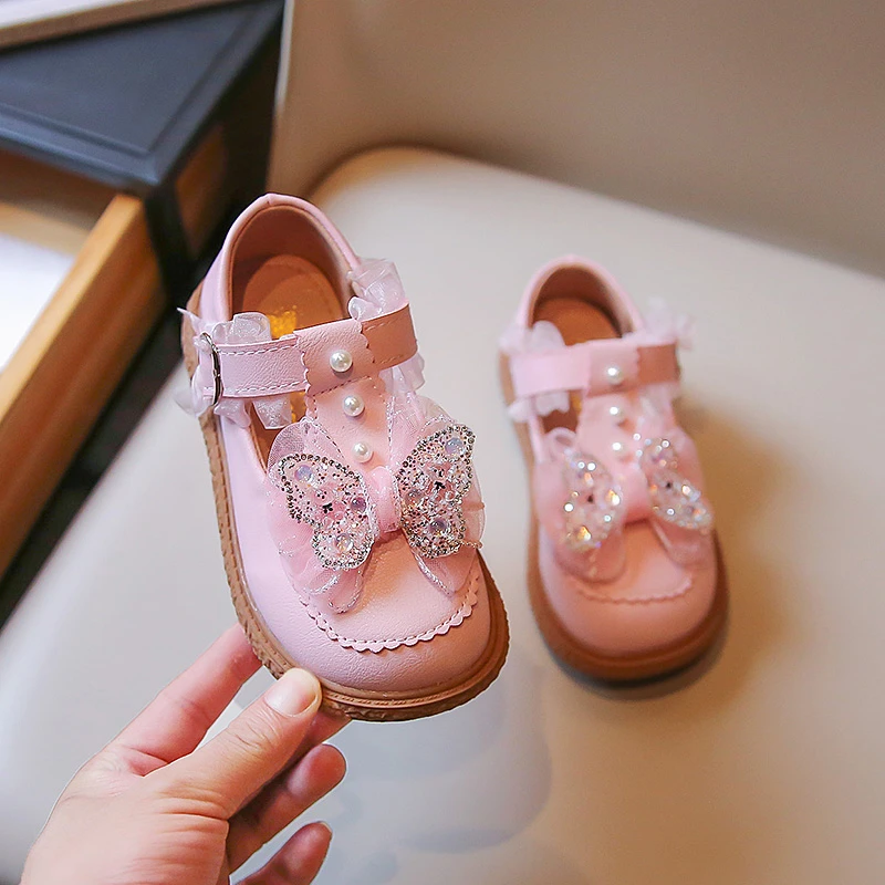 2023 İlkbahar ve Sonbahar Yeni Kızlar Yumuşak Taban kaymaz makosen ayakkabı Bebek yürüyüş ayakkabısı Lolita Tarzı Çocuk Moda Dantel Yay Loafer'lar Görüntü 4