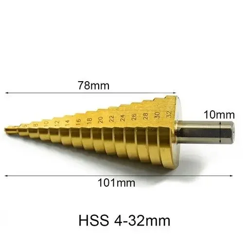 4-32mm Çap Adım Matkap Ucu ağaç işleme Aletleri Titanyum Kaplamalı HSS Metal Matkap Ahşap Delik Kesici Koni demir Delme Aracı Görüntü 4