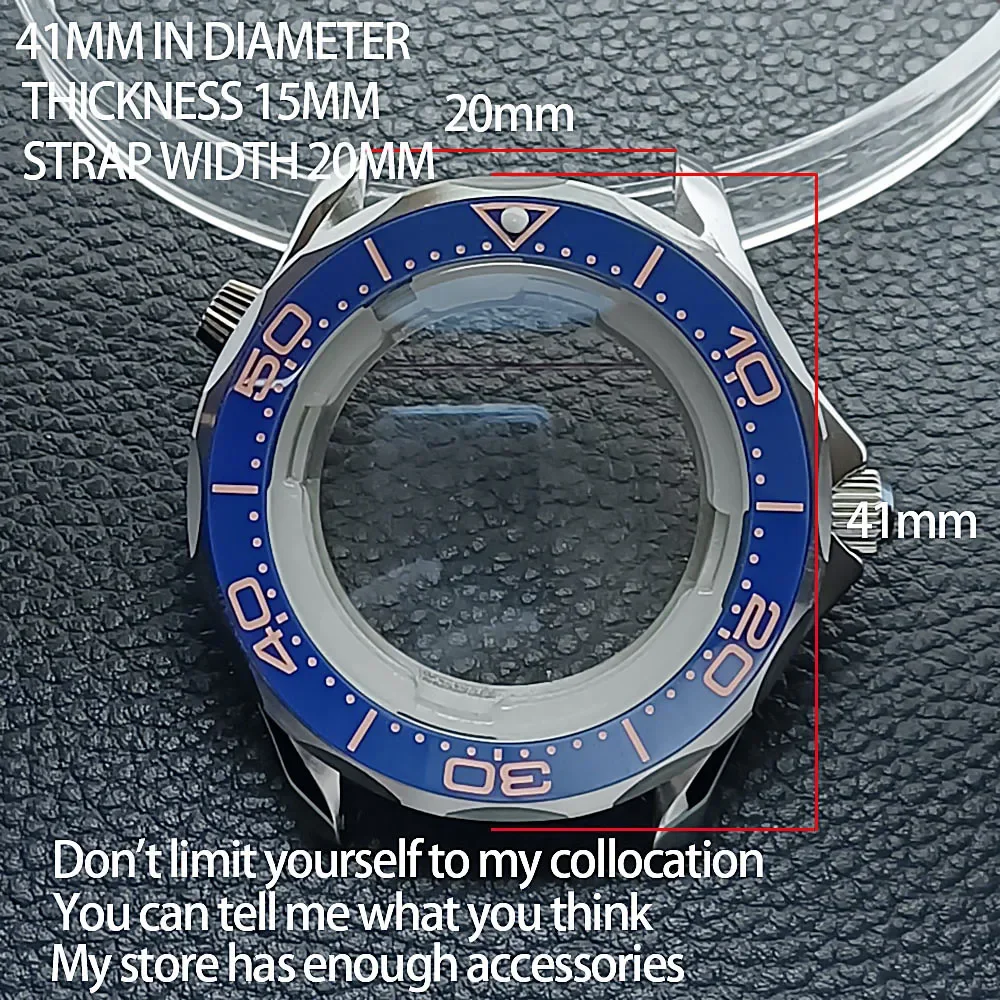 41mm NH35 Durumda paslanmaz çelik şerit 20mm Kayış erkek Saatler Parçaları Seamster 300 NH36 hareket izleme Aksesuarları Değiştirmeleri Görüntü 4