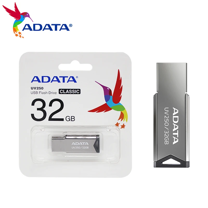 5 adet / grup 100 % Orijinal ADATA UV250 USB Flash Sürücü KLASİK 32 GB 64 GB USB 2.0 Metal Pendrive Mini U Disk Bellek USB Sopa Görüntü 4