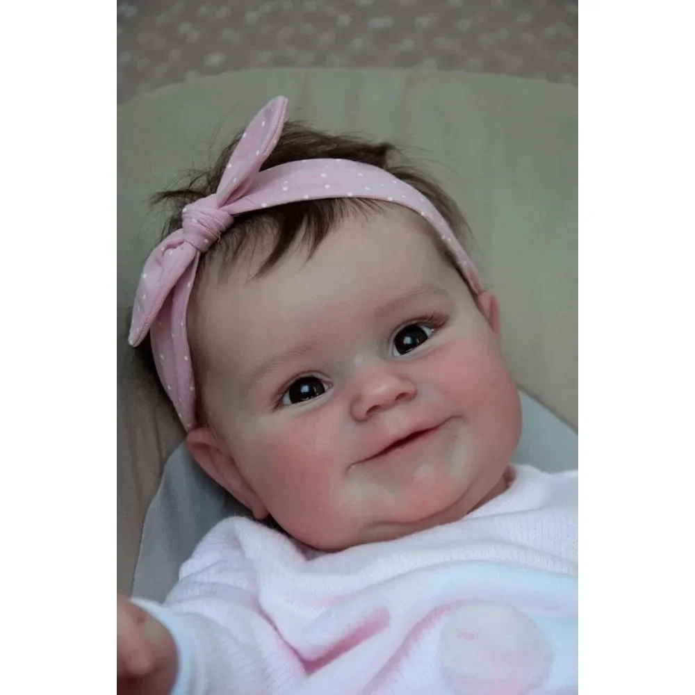 50CM Yeniden Doğmuş Bebek Bebek Yenidoğan Kız Bebek Gerçekçi Gerçek Yumuşak Dokunuşlu El Köklü Saç Yüksek Kaliteli El Yapımı Sanat Bebek Görüntü 4