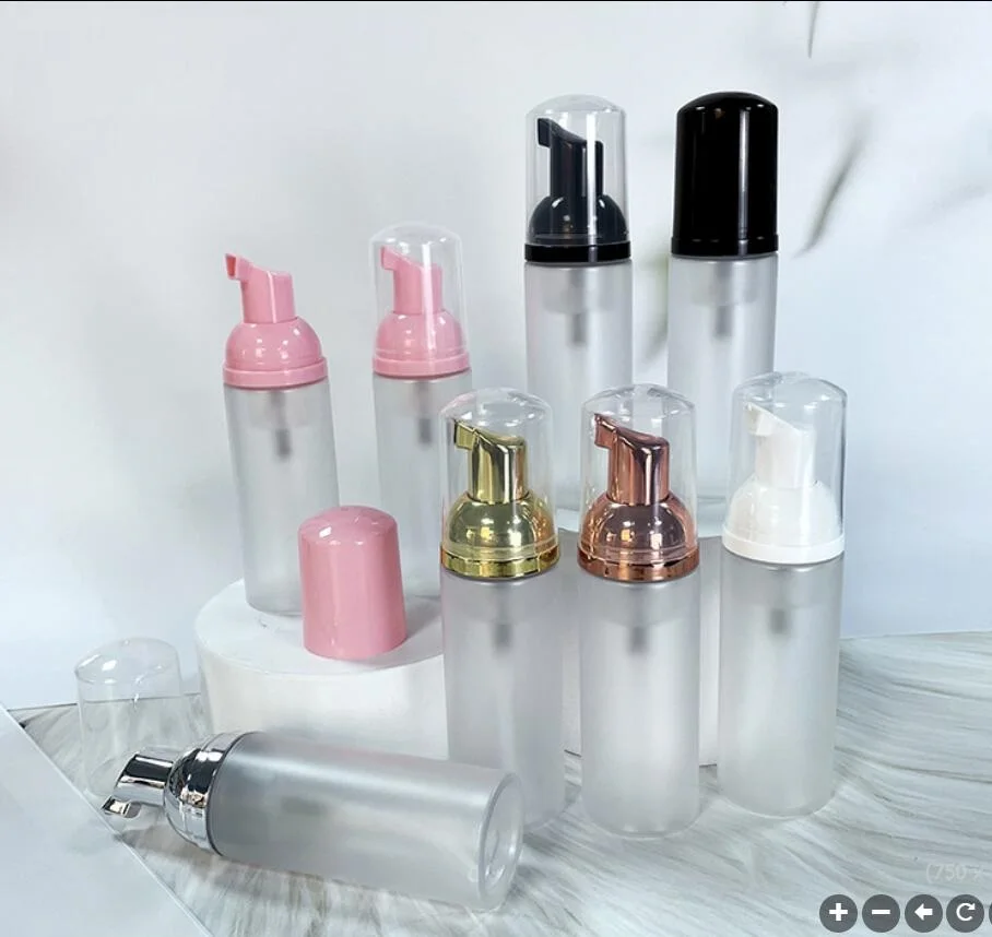 50ML buzlu plastik PET şişe köpük pompası sabun köpüğü yüz temizleyici losyon emülsiyon el yıkama suyu sıvı cilt ambalaj Görüntü 4