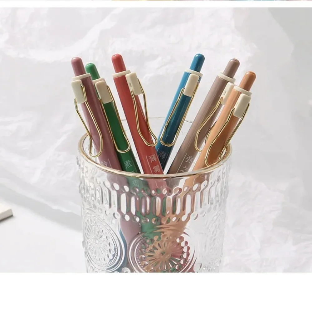 6 adet Retro Tarzı renkli jel mürekkep kalem seti Şehir Seyahat Tıklama Tipi 0.5 mm Tükenmez Yazma Okul Ofis Görüntü 4