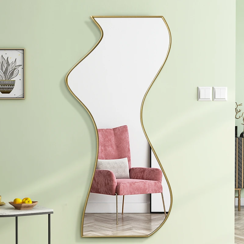 Ayakta Duvar Dekoratif Ayna Yatak Odası Vanity Düzensiz Dekoratif Ayna Tam Vücut Espejo Pared Dekorasyon Oturma Odası YY50DM Görüntü 4