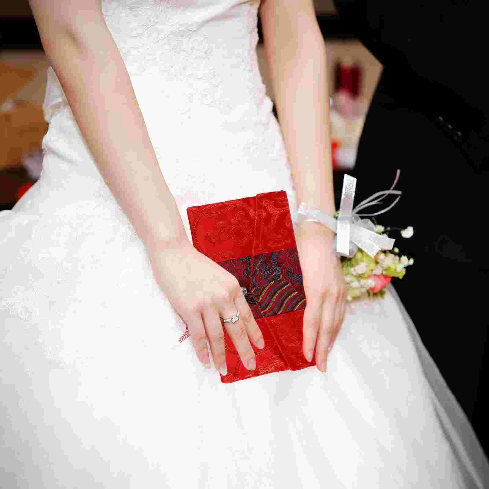 Bez Kırmızı Zarf Çin Tarzı Püskül Kırmızı Paket Para Çantası Yeni Yıl Düğün için Görüntü 4