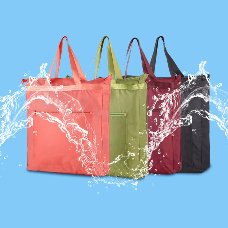 Büyük Kapasiteli Su Geçirmez Oxford Kumaş Kullanımlık Katlanabilir alışveriş çantası Tote Çanta omuzdan askili çanta Yıkanabilir Alışveriş saklama çantası Çanta Görüntü 4