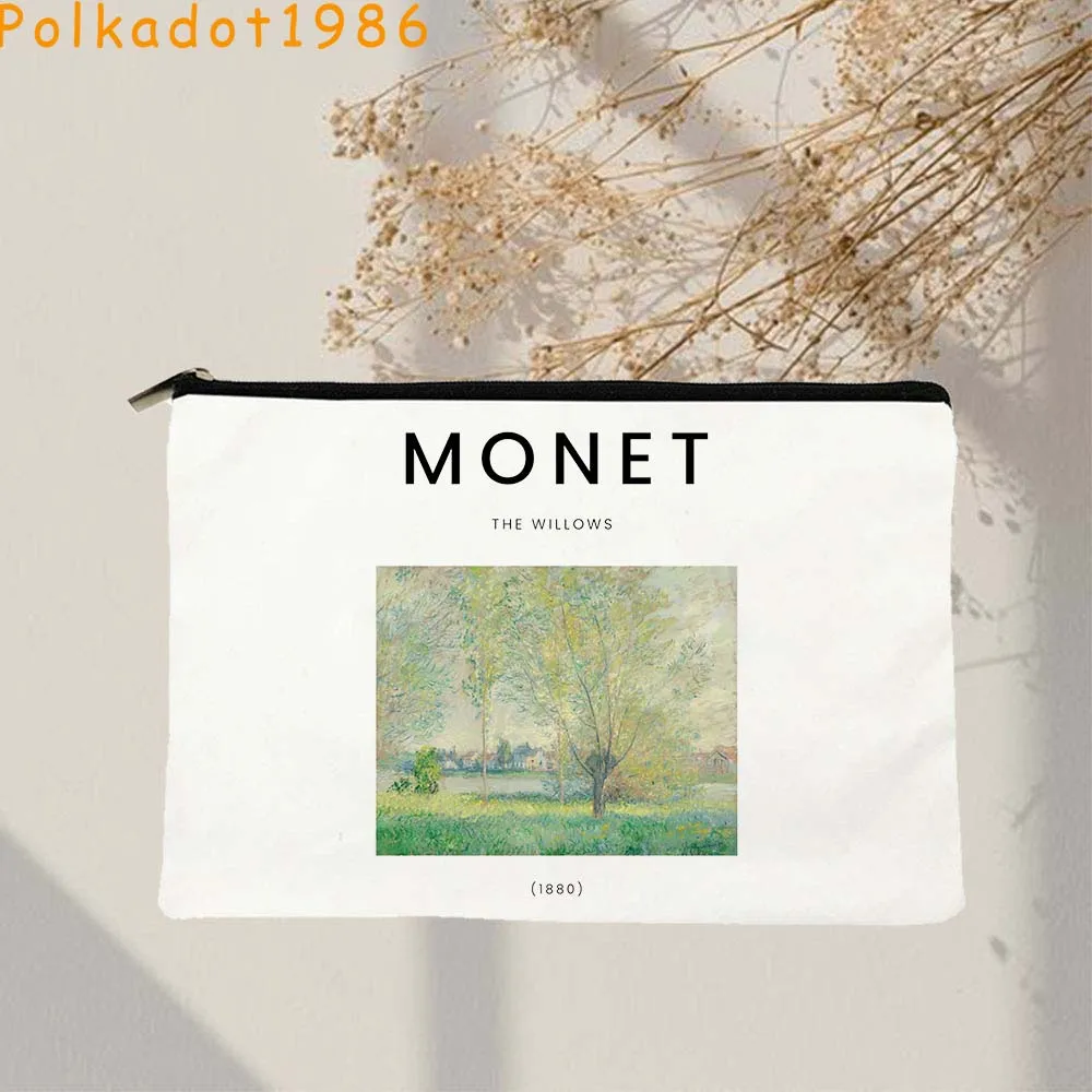 Claude Monet Nilüferler Resimleri Tuval Kozmetik Çantası Makyaj Tuvalet Çantası Kalem Kutusu Fermuar Kılıfı Anahtar bozuk para cüzdanı Sevimli Fan Hediyeler Görüntü 4